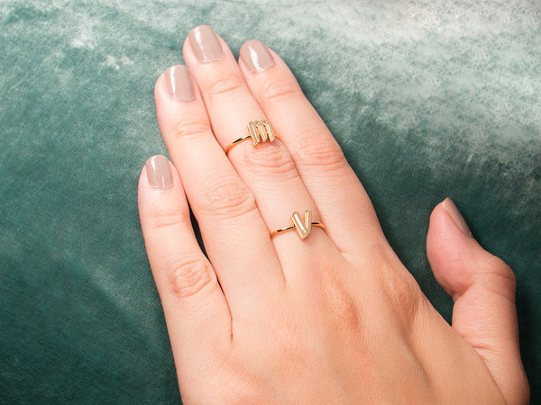 Vintage initial online rings