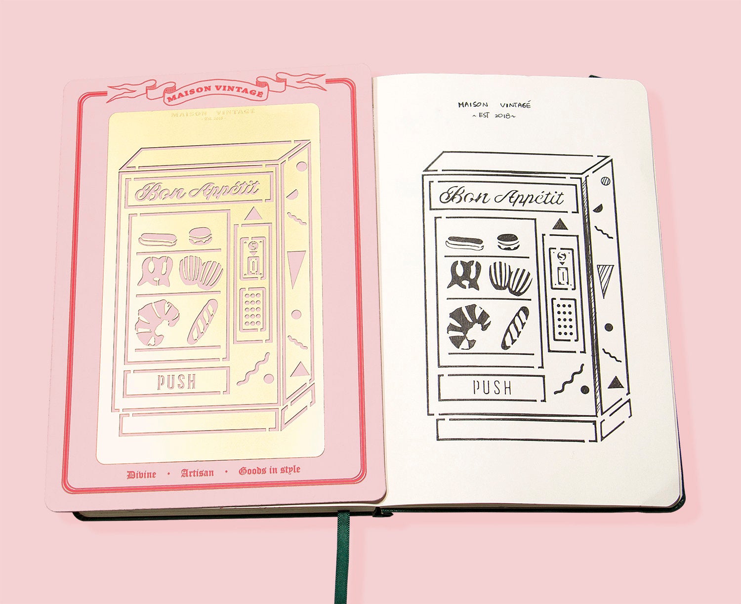 Bullet Journal Illustrations- French Bakes and Patisserie in a Vending Machine Stencil